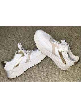Women's s.Oliver White & Gold Sneakers (Size 39/8 or 8.5)